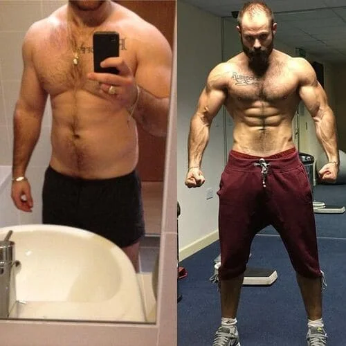 Papa Muscle, avant - après