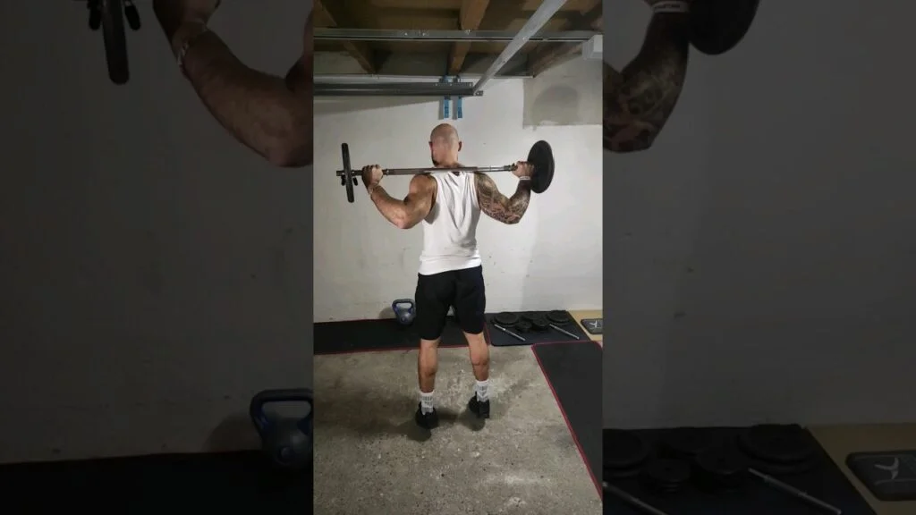 Extension mollet debout barre (standing barbell calf raise)