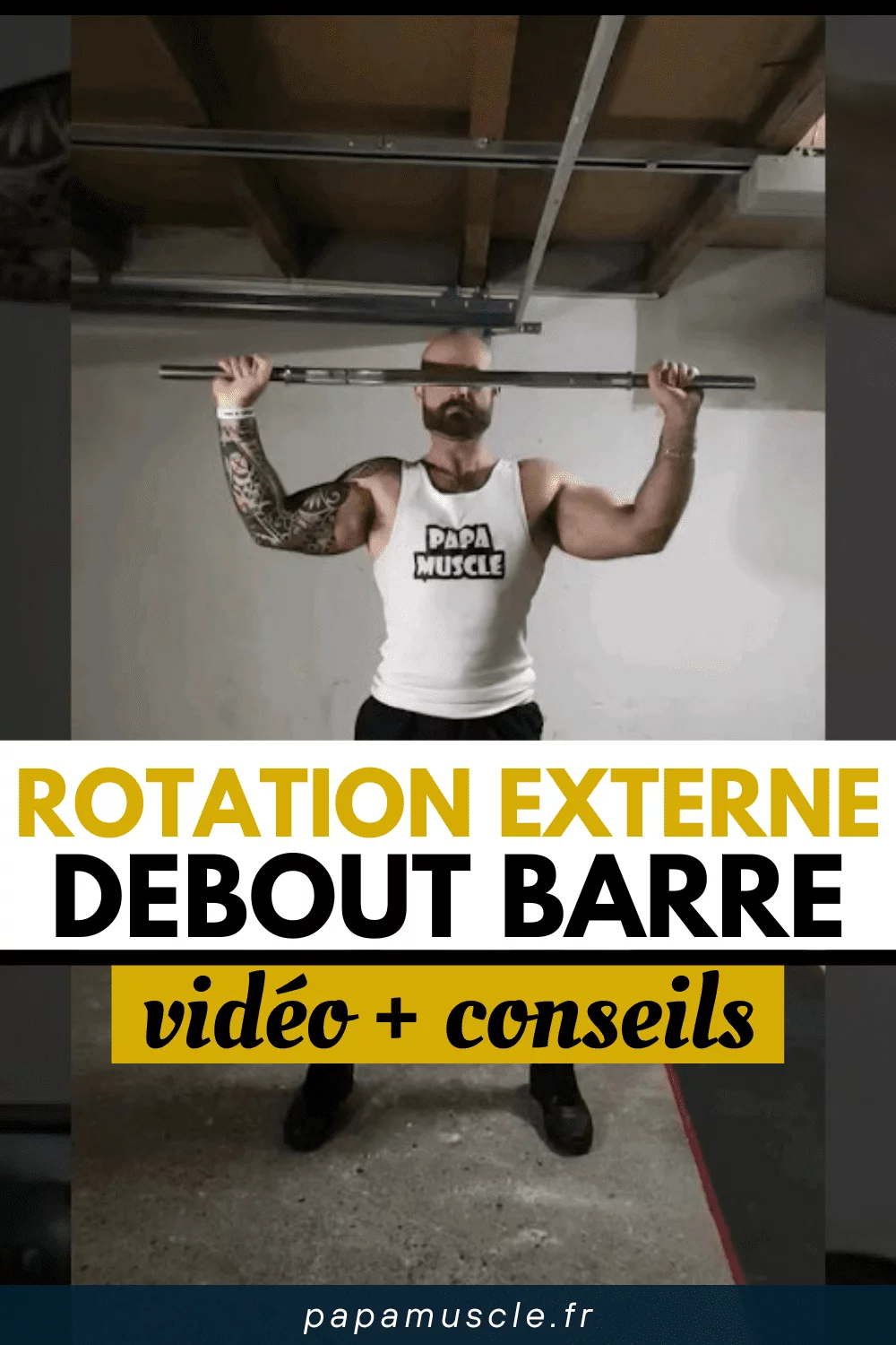 rotation externe debout barre