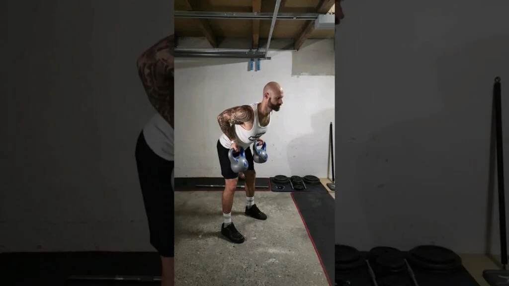 Rowing Yates kettlebell supination (underhand kettlebell Yates row)
