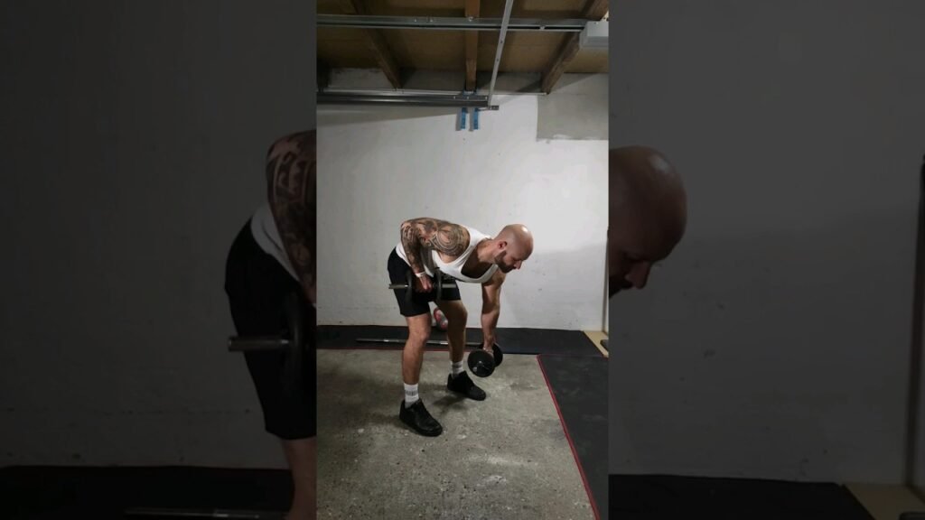 Rowing buste penché haltère pronation alterné (overhand dumbbell bent over row)