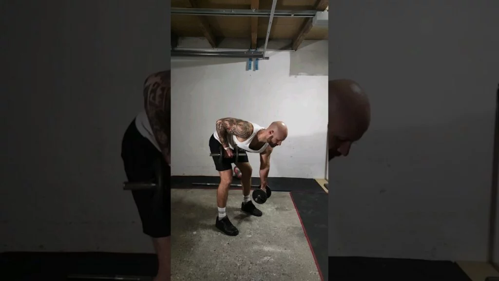 Rowing buste penché haltère pronation alterné (overhand dumbbell bent over row)