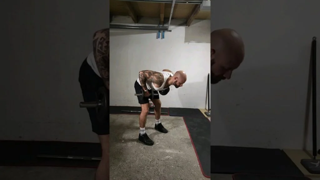 Rowing buste penché haltère pronation (overhand dumbbell bent over row)