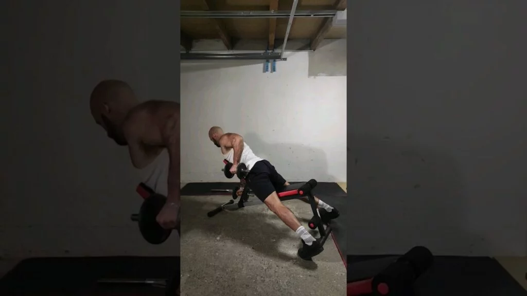 Rowing incliné haltère prise neutre alterné (alternating neutral grip incline dumbbell row)