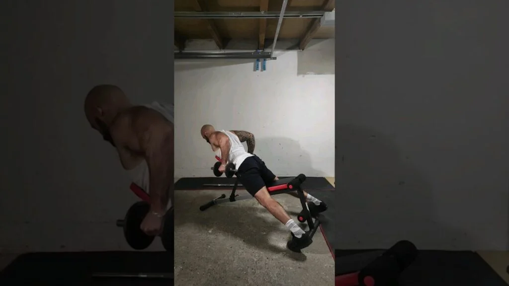 Rowing incliné haltère prise neutre (neutral grip incline dumbbell row)