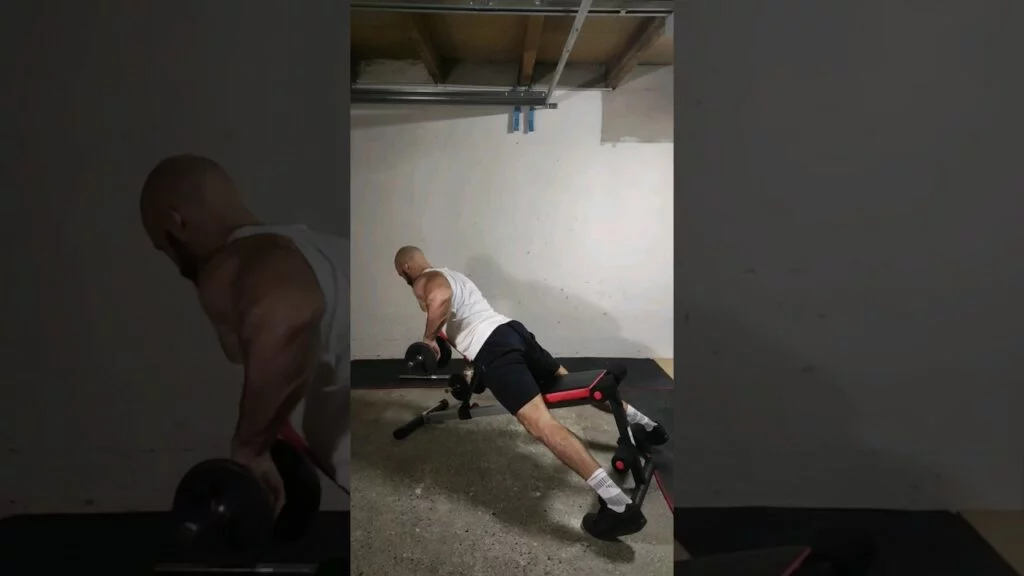 Rowing incliné haltère pronation alterné (alternating overhand incline dumbbell row)