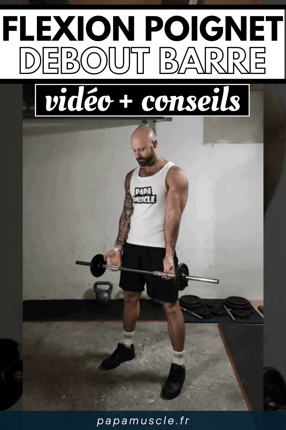 flexion poignet debout barre