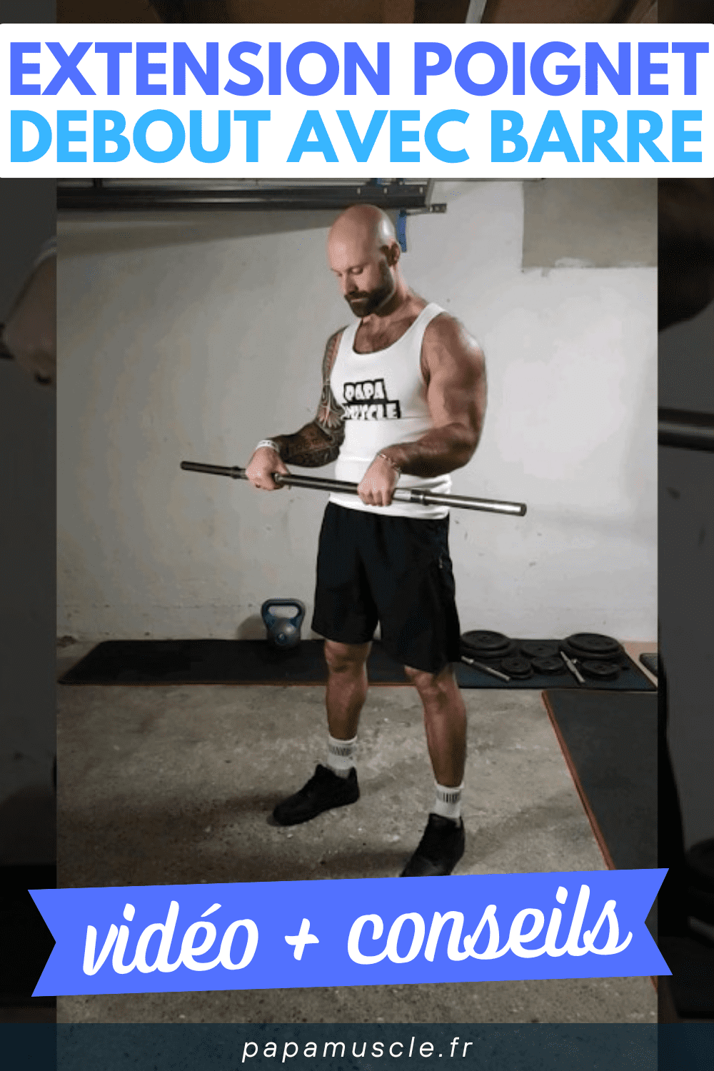extension poignet debout barre