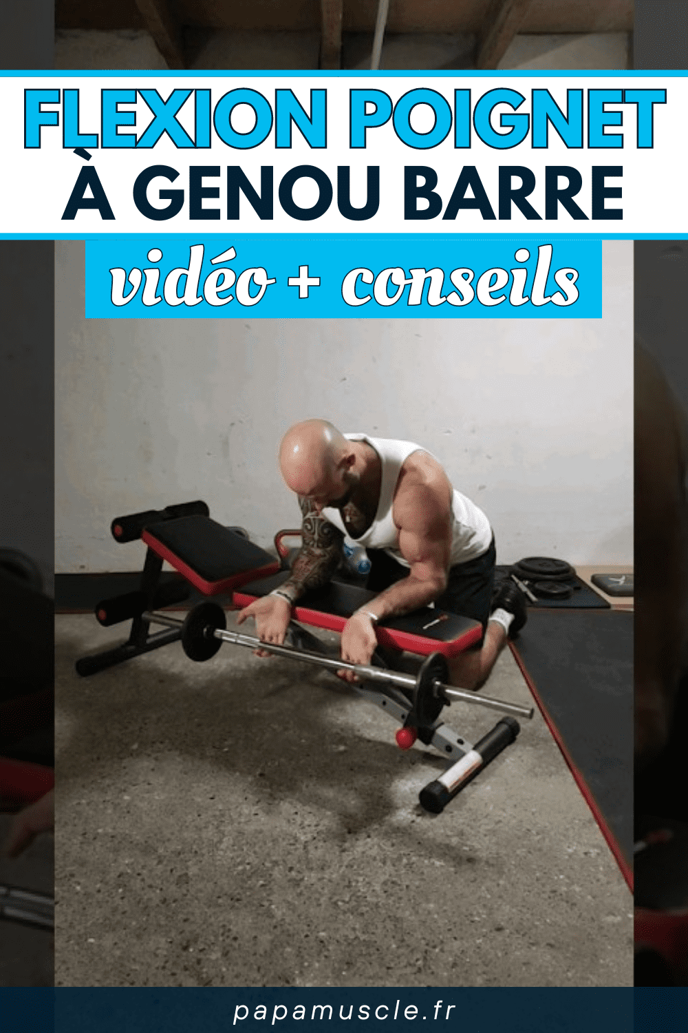 flexion poignet à genou barre