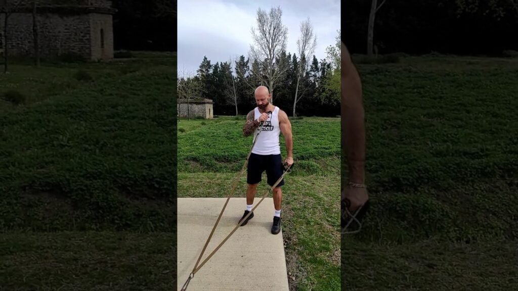 Curl biceps TRX prise marteau en travers alterné (alternating TRX cross body hammer curl)