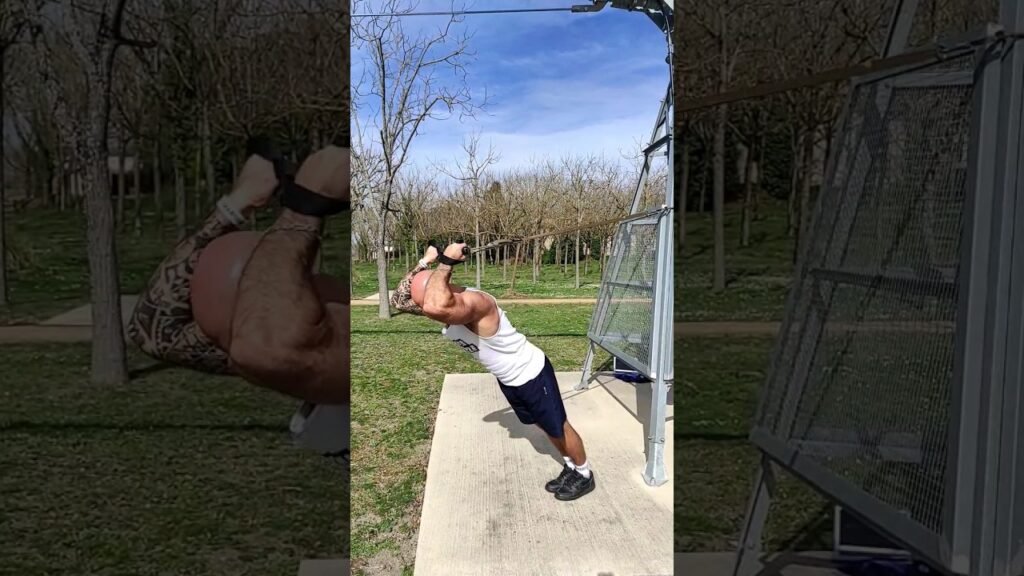 Extension triceps derrière la tête TRX haut supination (underhand overhead high TRX triceps extension)