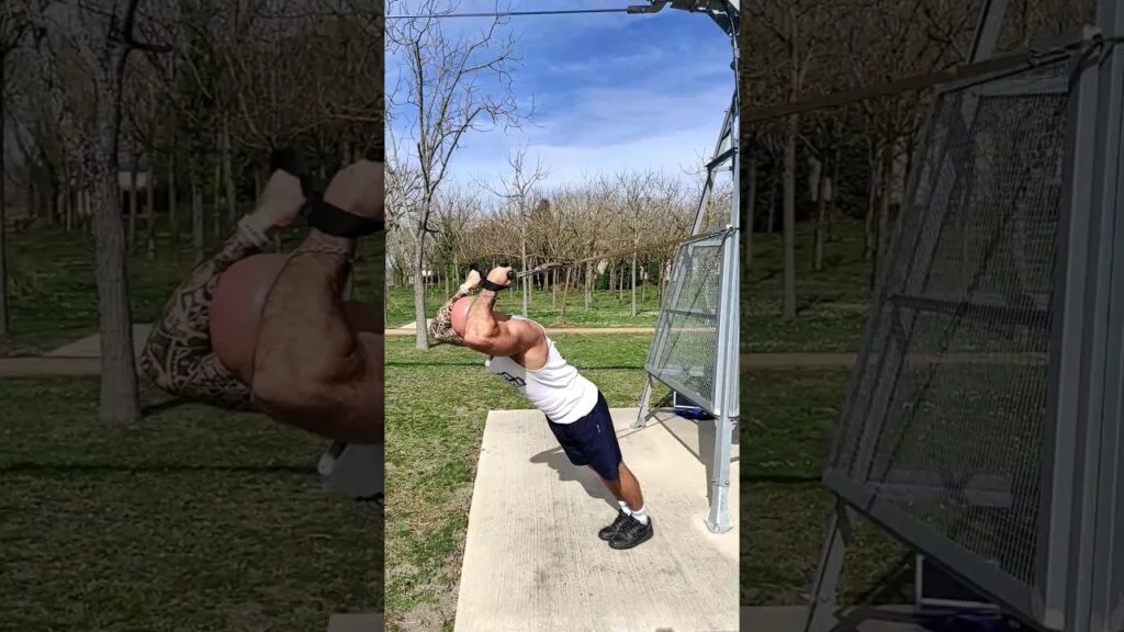 Extension triceps derrière la tête TRX haut supination (underhand overhead high TRX triceps extension)