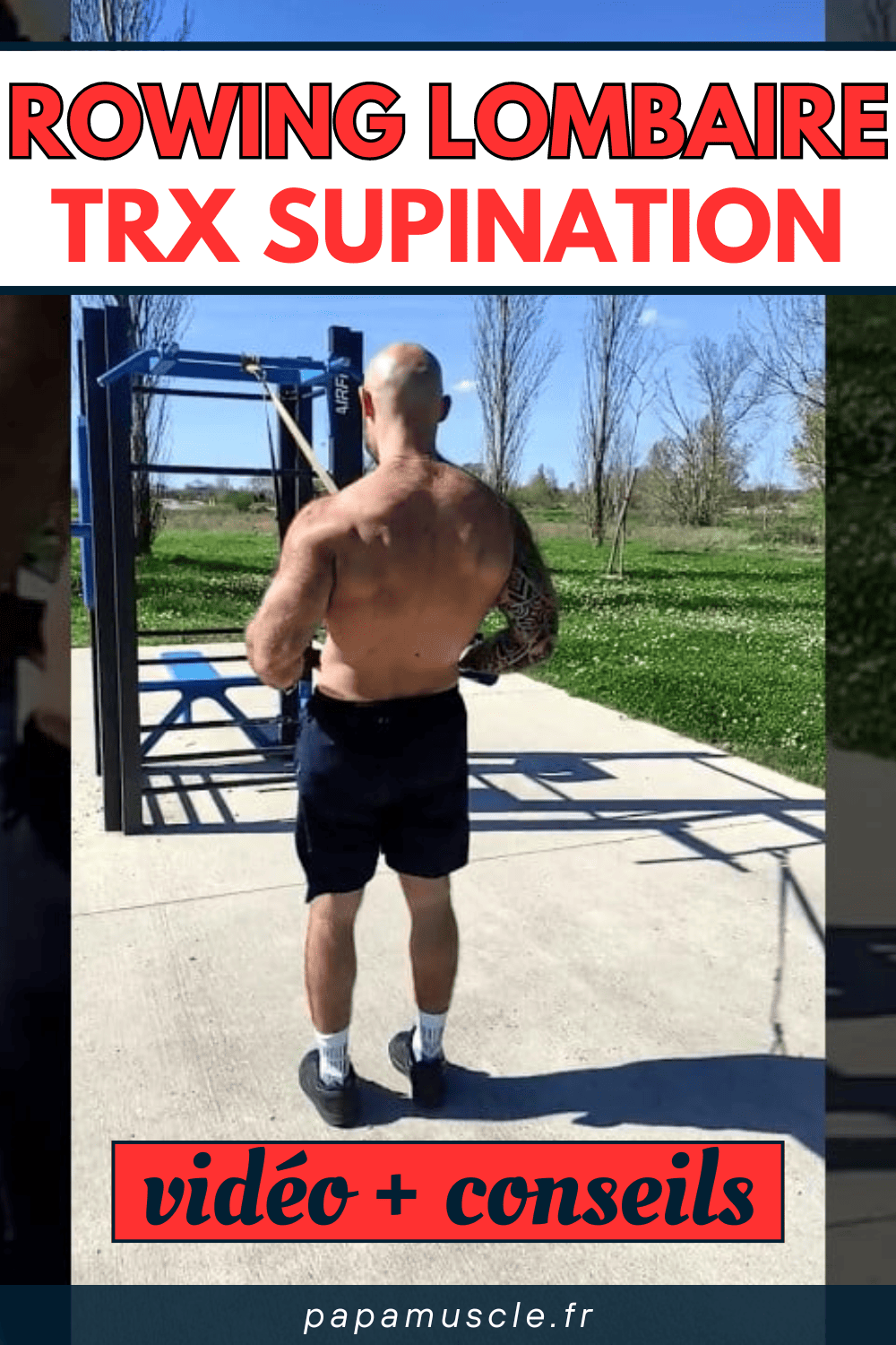 rowing lombaire TRX supination