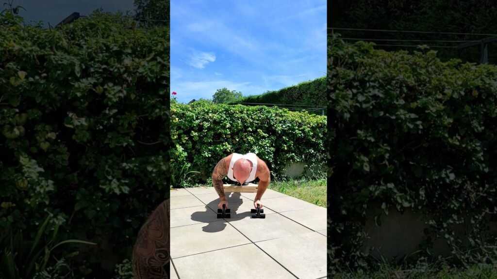 Pompe surélevée avec poignée prise neutre (neutral grip elevated push-up with handle)