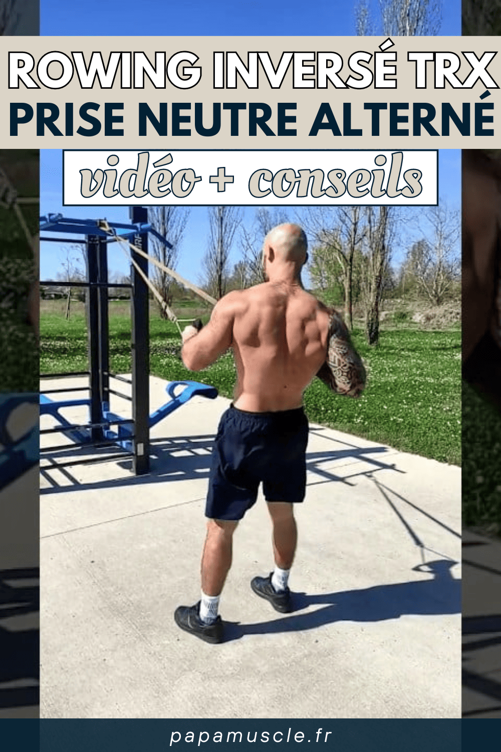 rowing inversé TRX prise neutre alterné