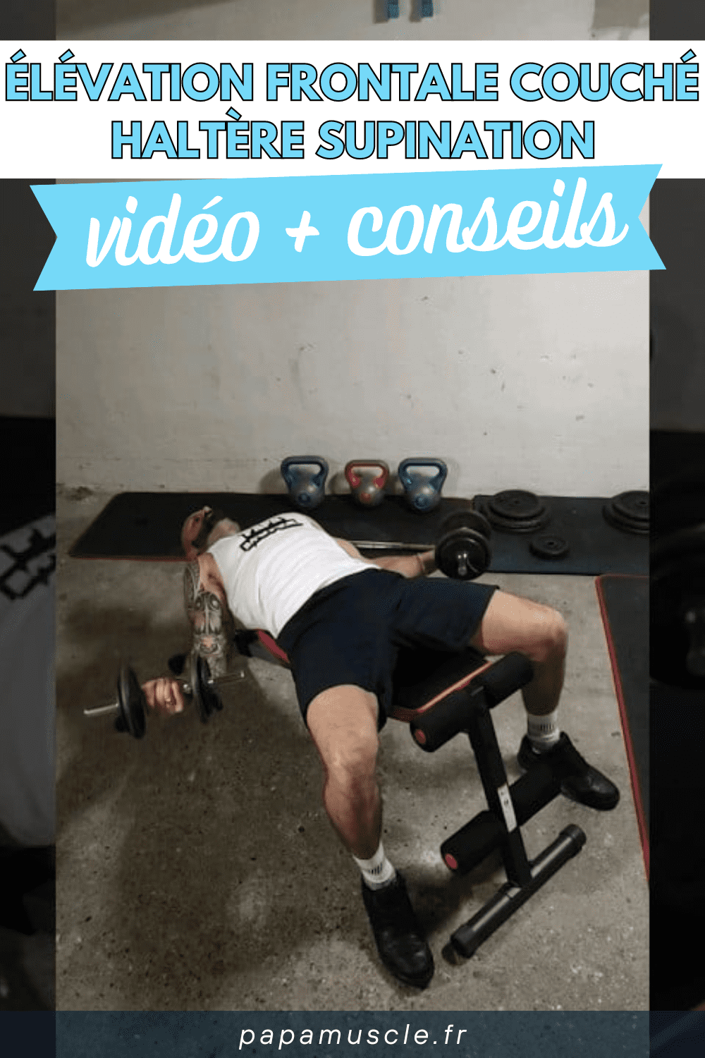 élévation frontale couché haltère supination