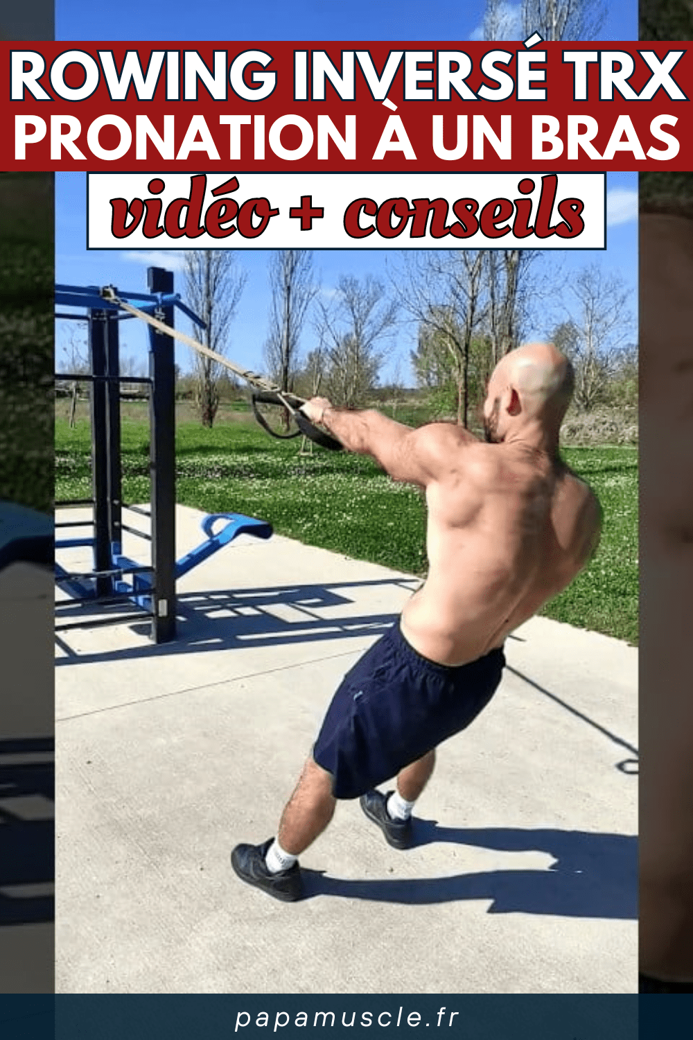 rowing inversé TRX pronation à un bras