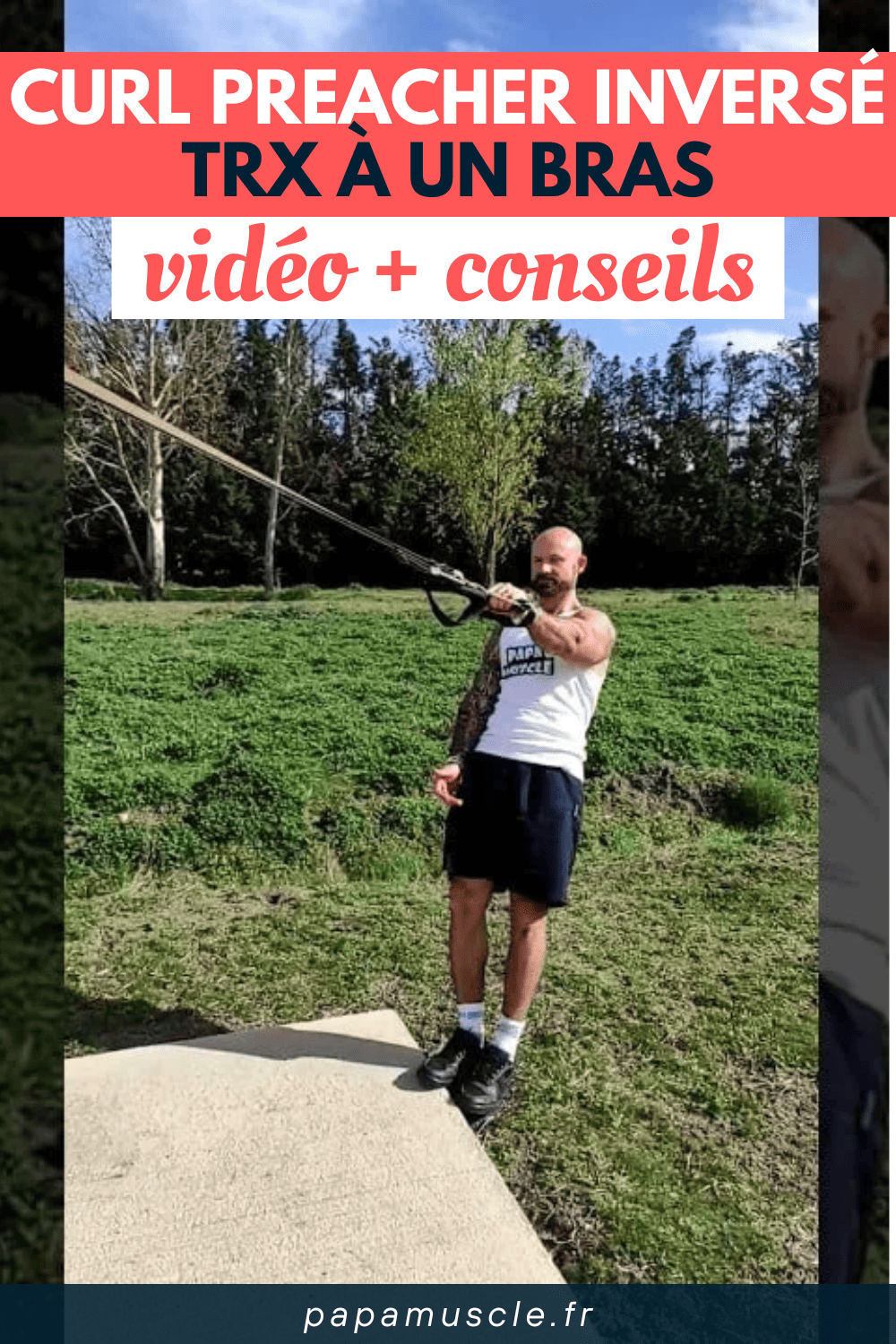 curl preacher inversé TRX à un bras