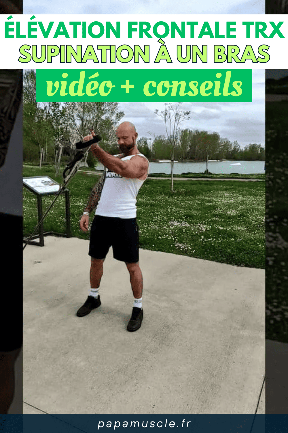 élévation frontale TRX supination à un bras