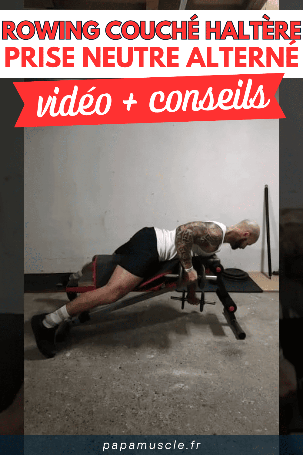 rowing couché haltère prise neutre alterné